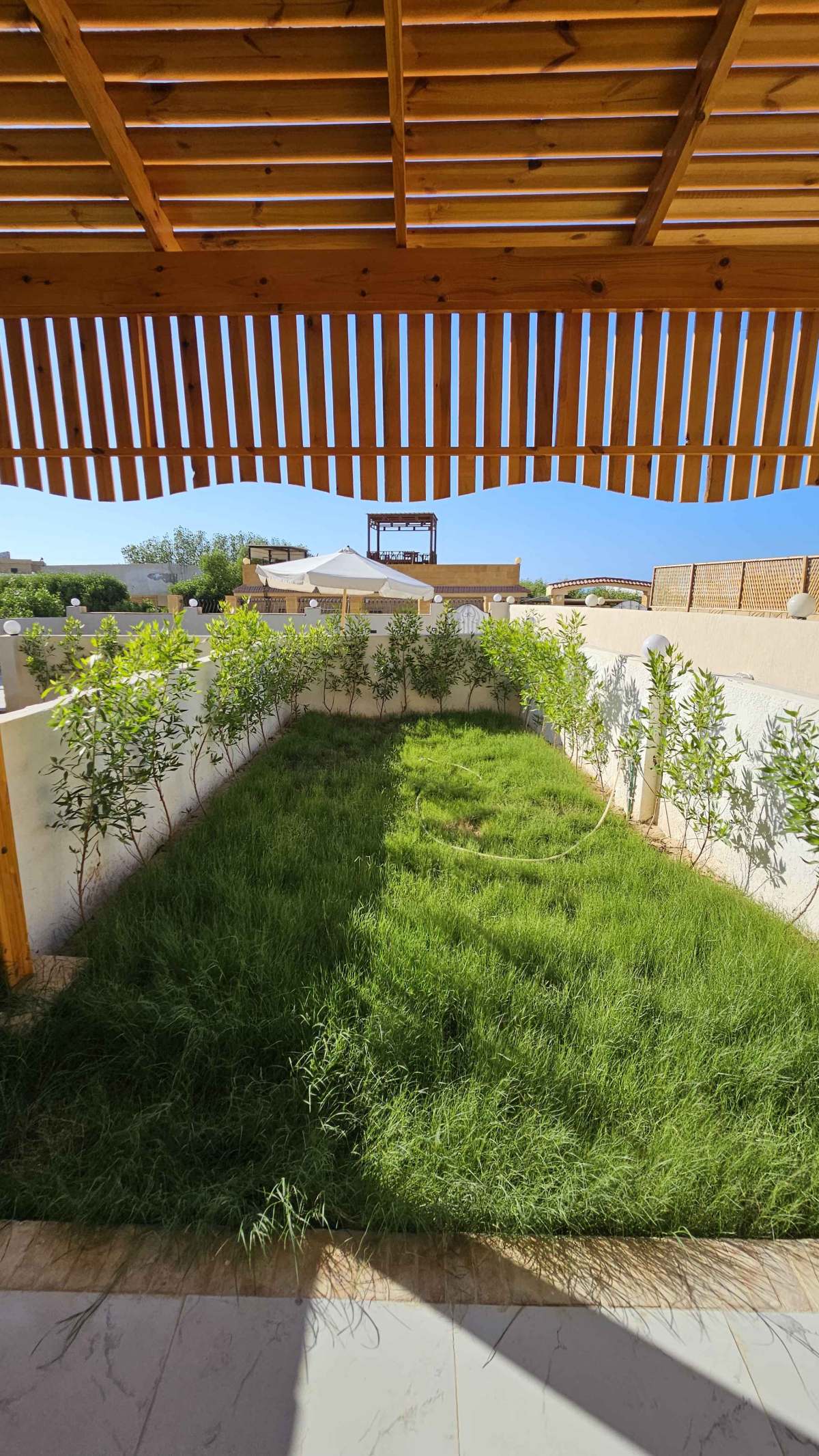 شاليه ارضي بحديقة وحمام سباحه للبيع بالتقسيط والاستلام فوررري في الساحل الشمالي قرية الروضه الكيلو 71